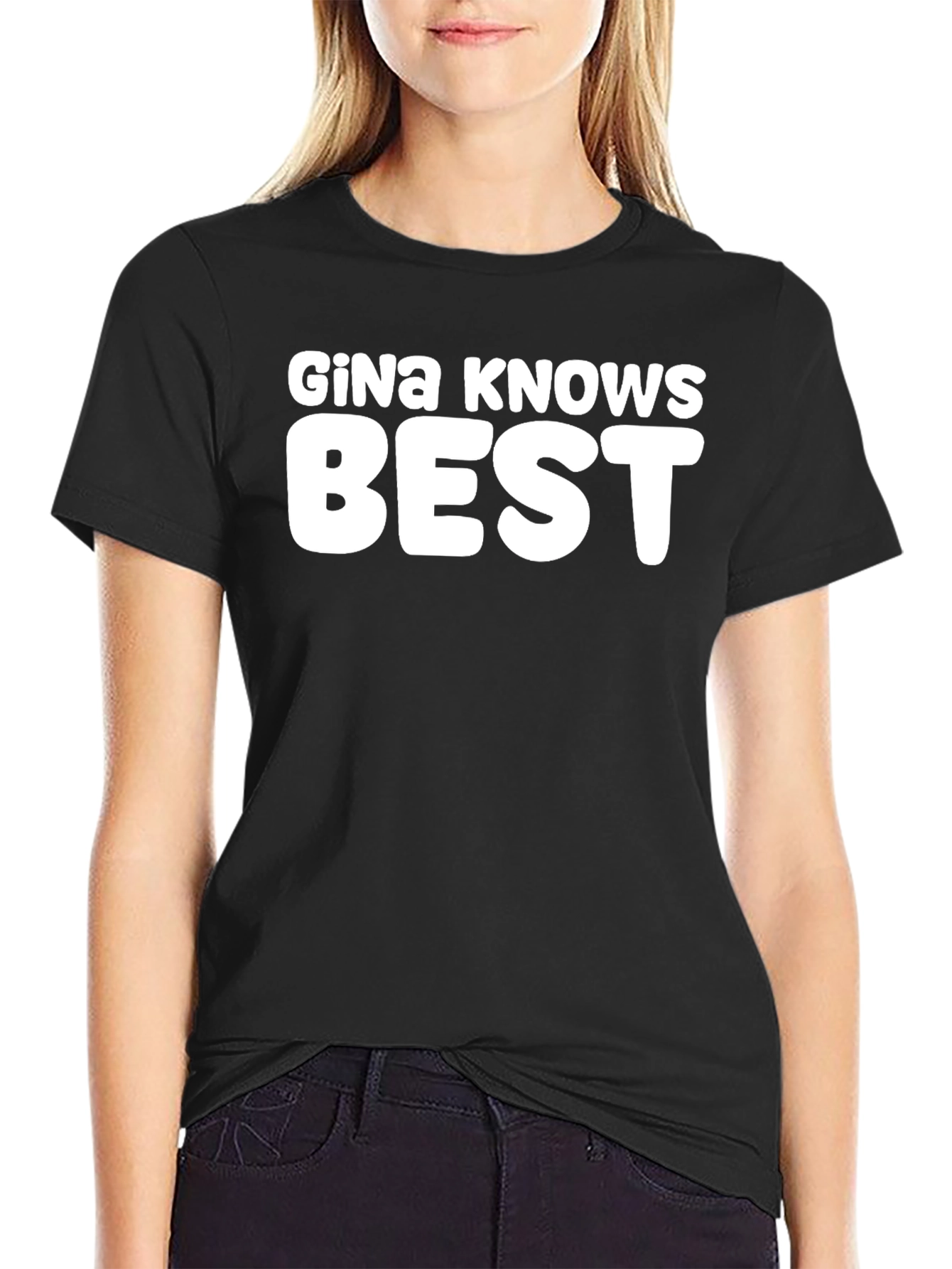 Gina Knows Best Black Graphic Tee