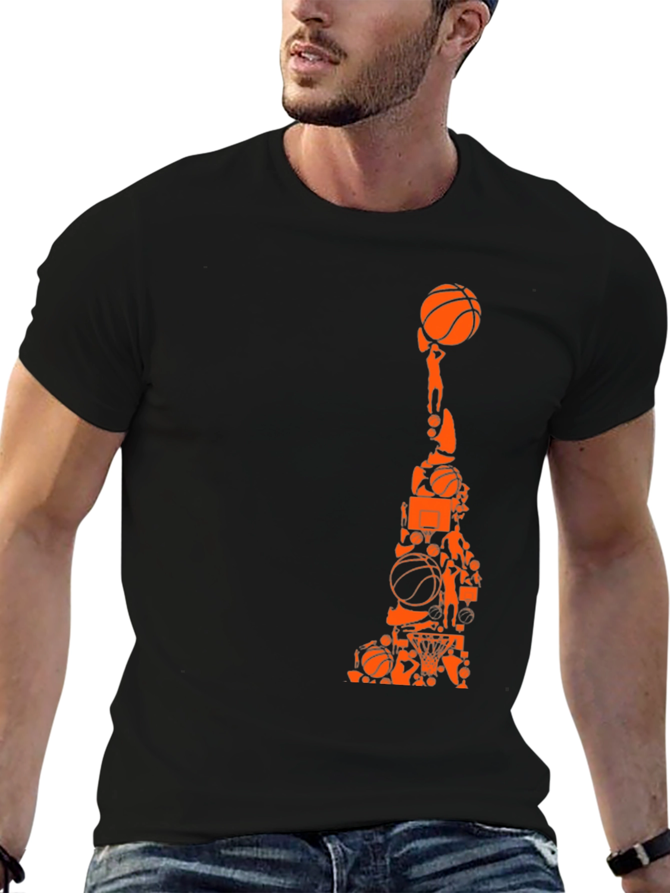 Basketball Collage Graphic Tee - Black