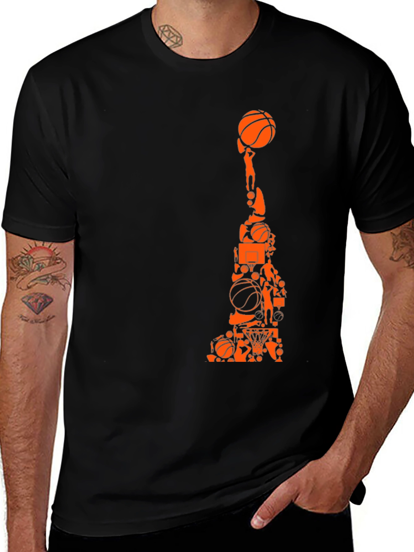 Basketball Collage Graphic Tee - Black