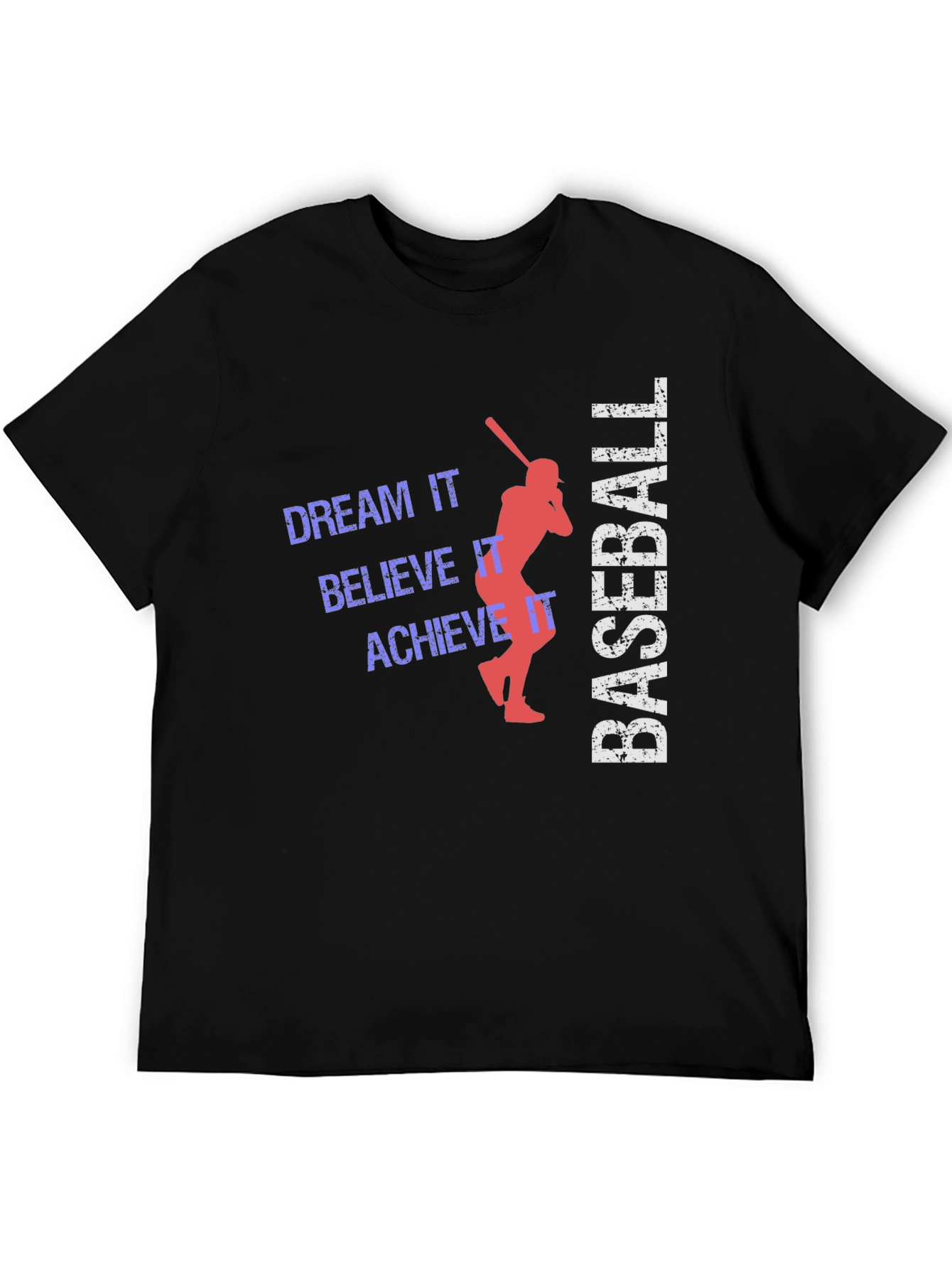 Baseball Dream Believe Achieve Black Graphic Tee