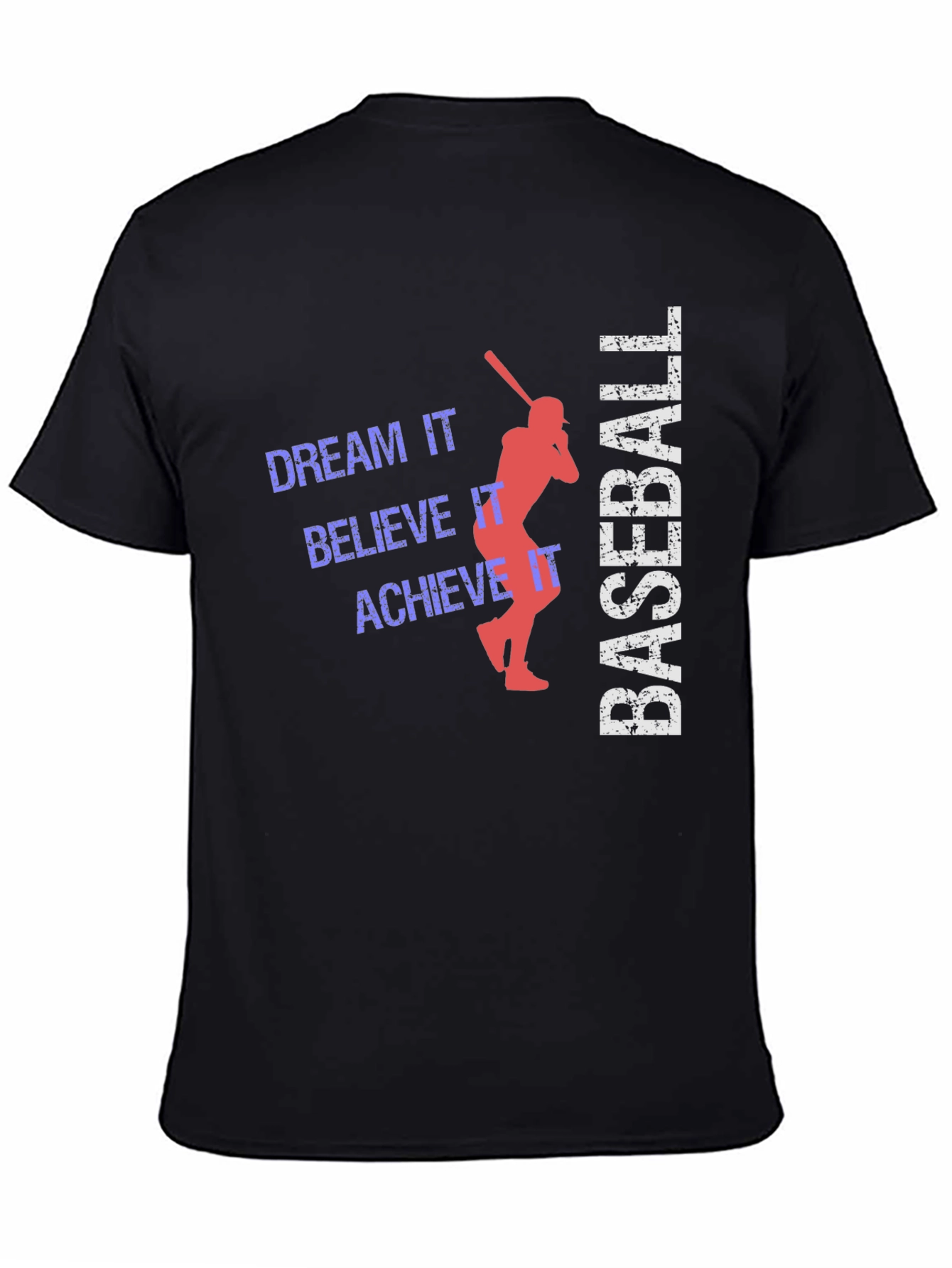 Baseball Dream Believe Achieve Black Graphic Tee
