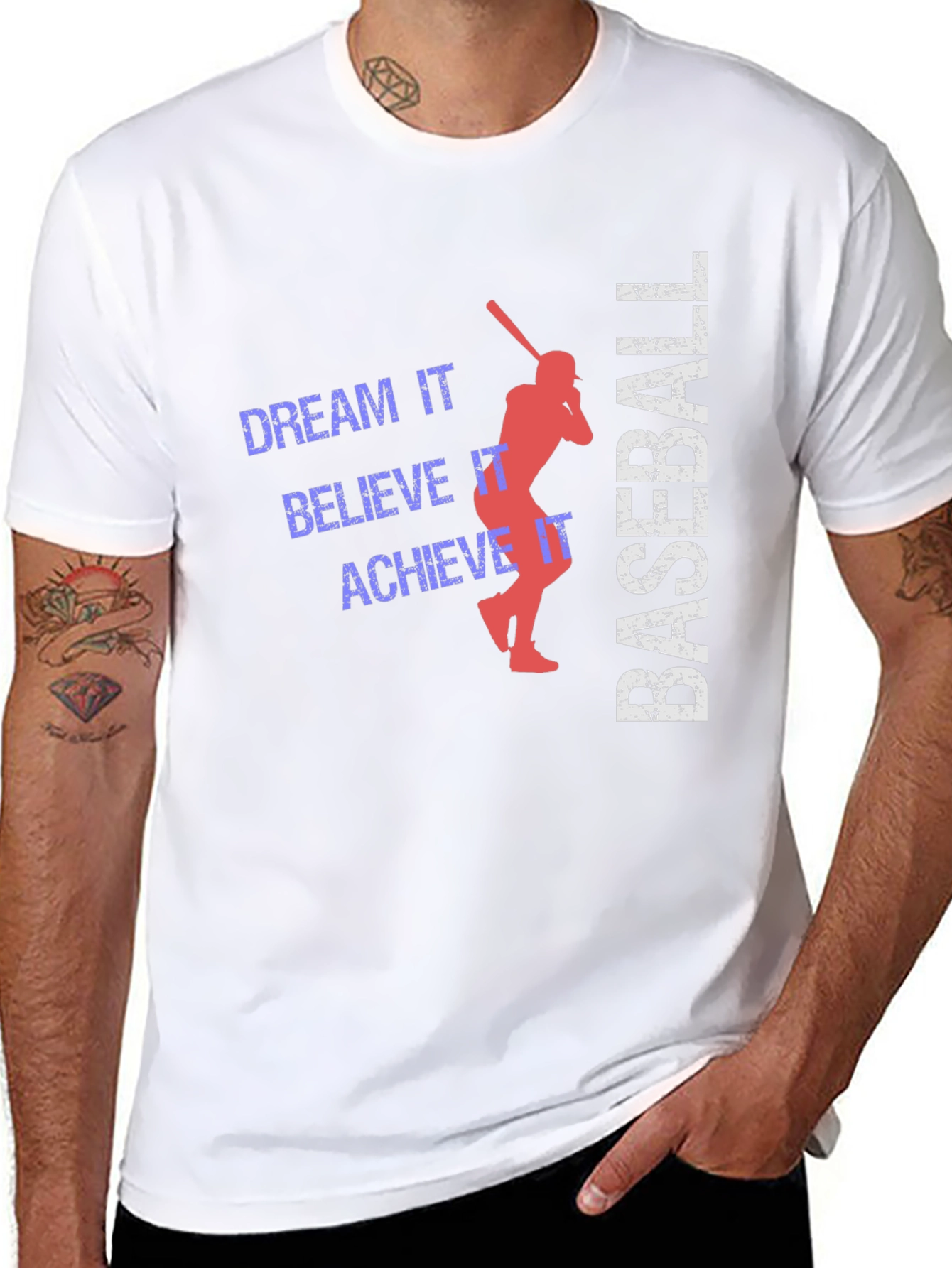 Baseball Dream Believe Achieve Black Graphic Tee