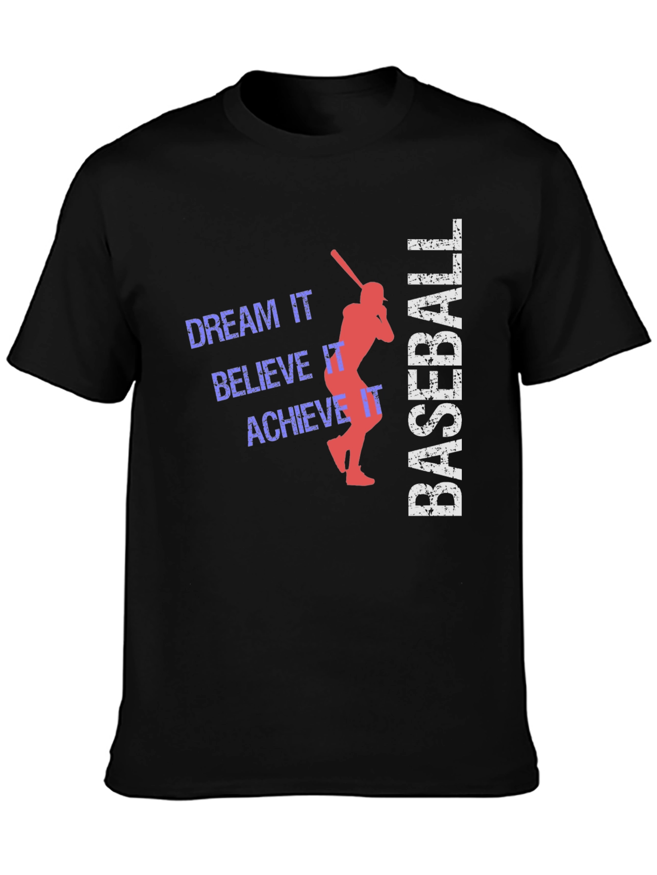 Baseball Dream Believe Achieve Black Graphic Tee