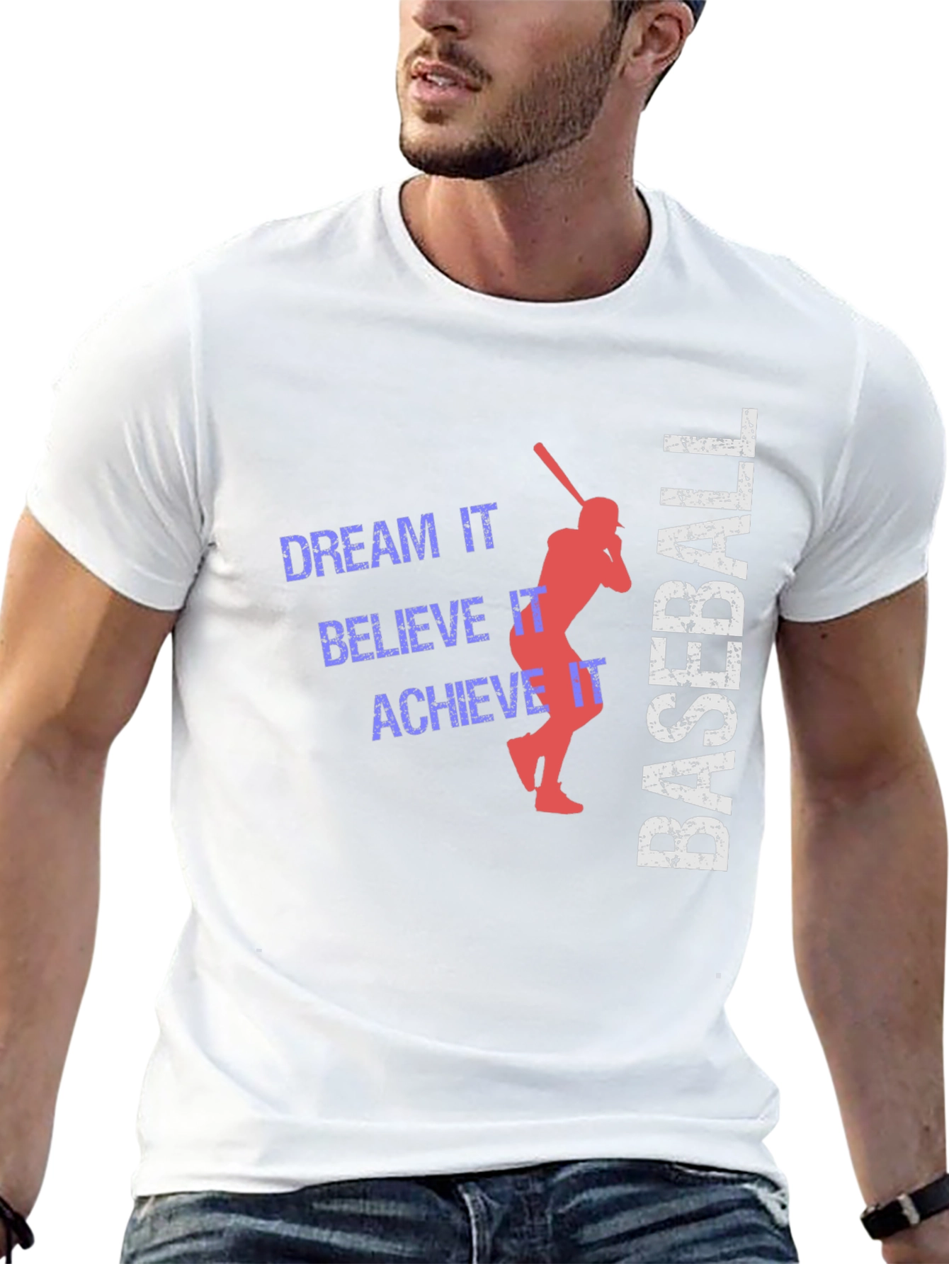 Baseball Dream Believe Achieve Black Graphic Tee