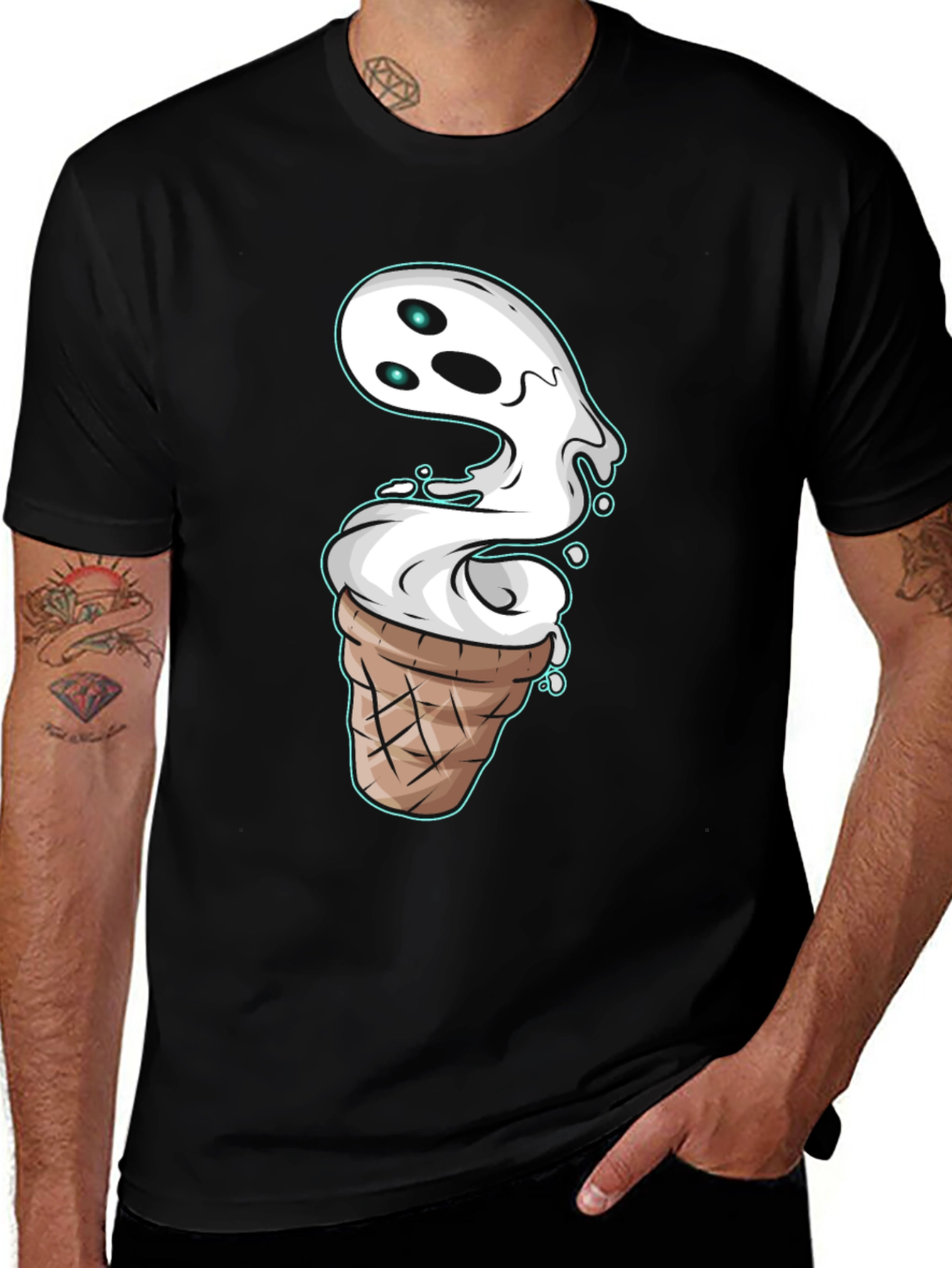 Ghost Ice Cream Cone Graphic T-Shirt
