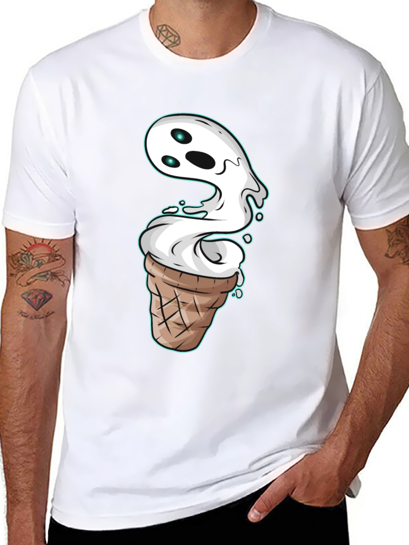 Ghost Ice Cream Cone Graphic T-Shirt