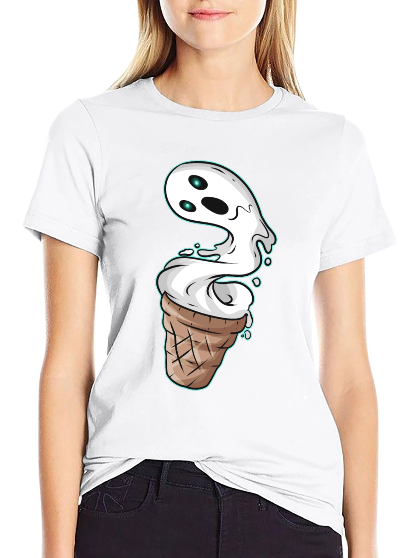 Ghost Ice Cream Cone Graphic T-Shirt