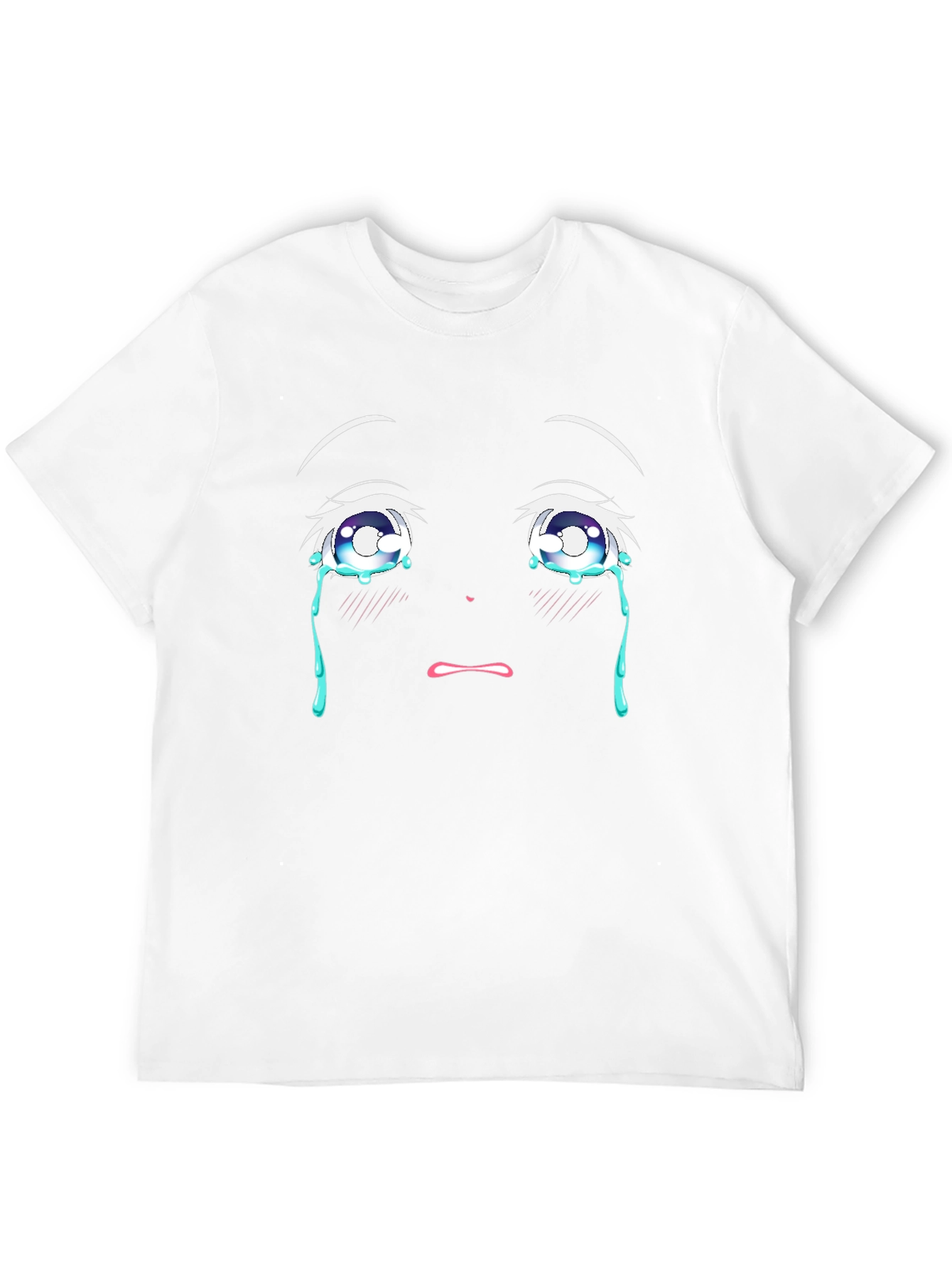 Anime Crying Eyes Graphic T-Shirt - Black