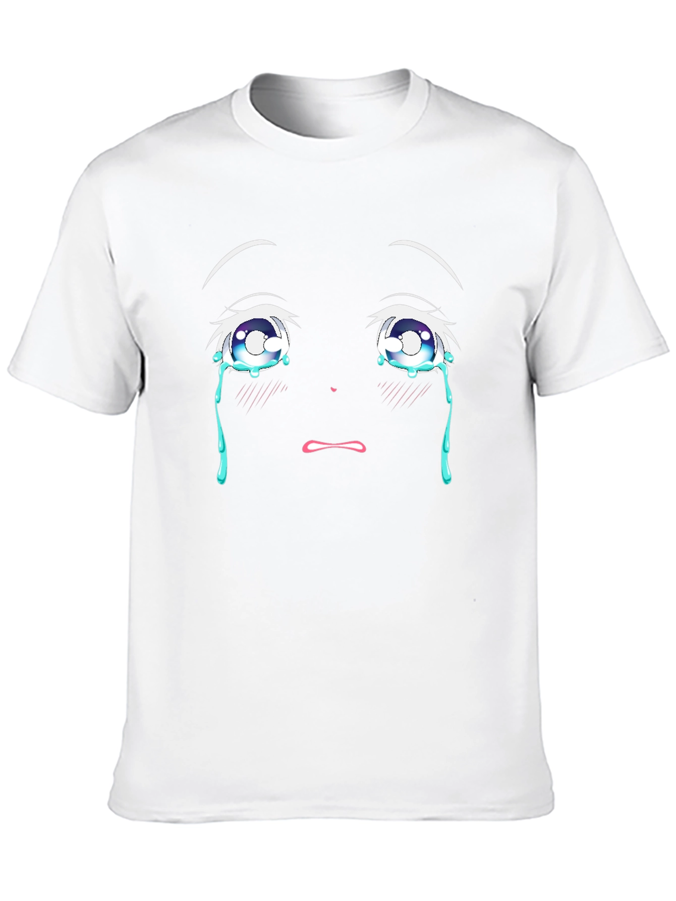 Anime Crying Eyes Graphic T-Shirt - Black