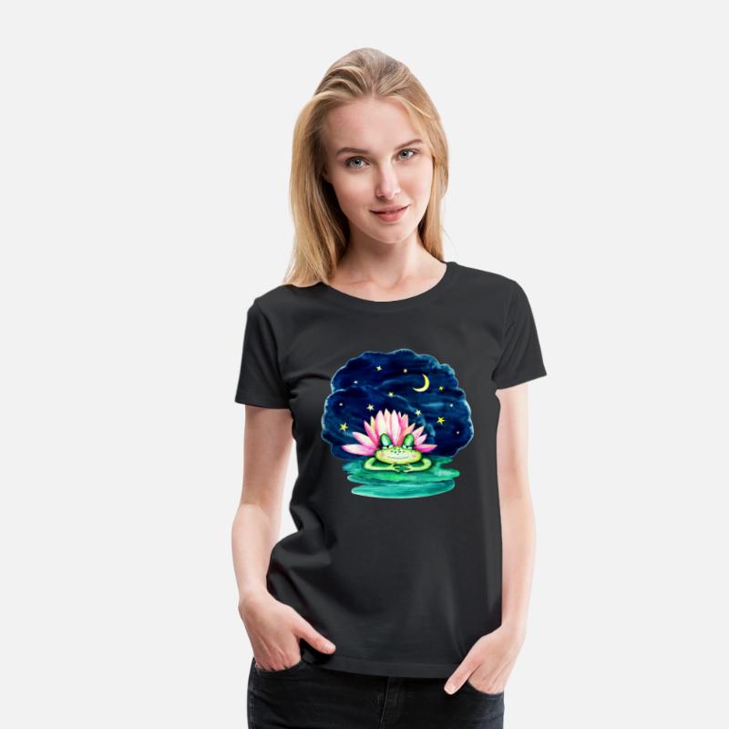 Watercolor Cute Sleep Frog and Night Sky