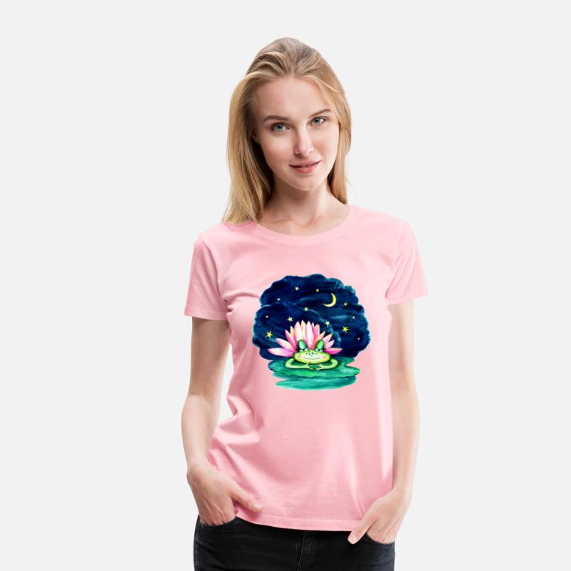 Watercolor Cute Sleep Frog and Night Sky