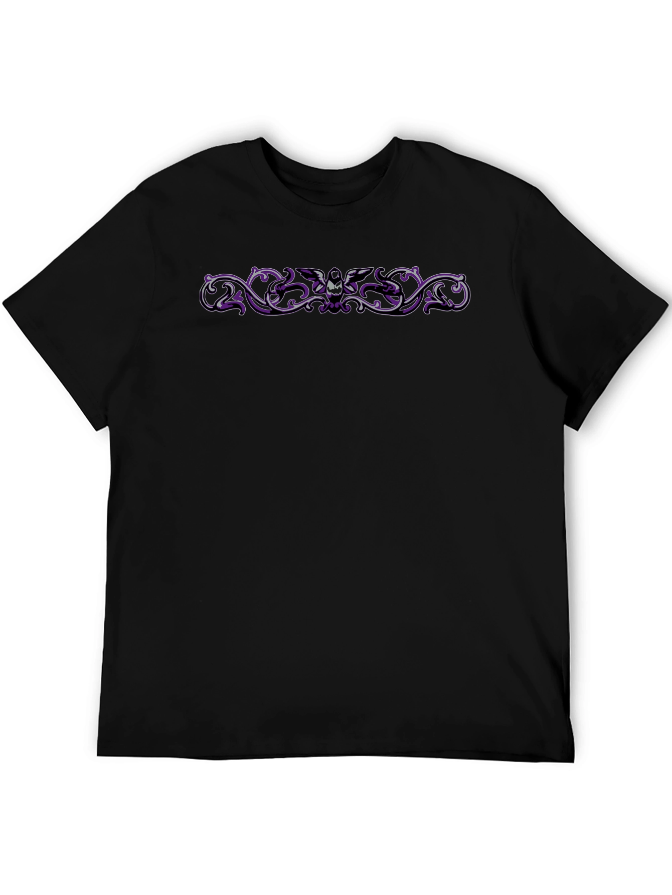 Gothic Bat Scrollwork T-Shirt - Black