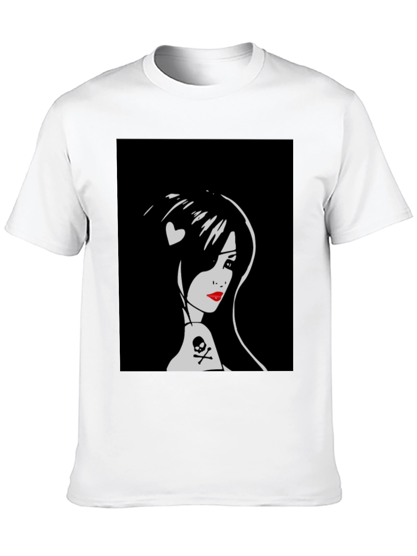 Goth Girl Graphic Tee - Skull and Heart Detail