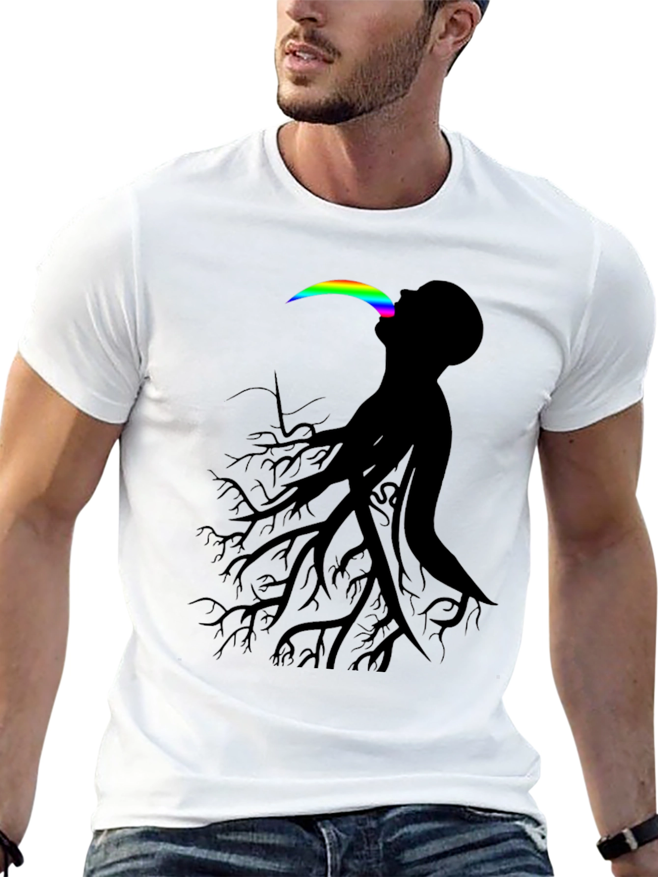Abstract Tree Man Graphic Tee - Black