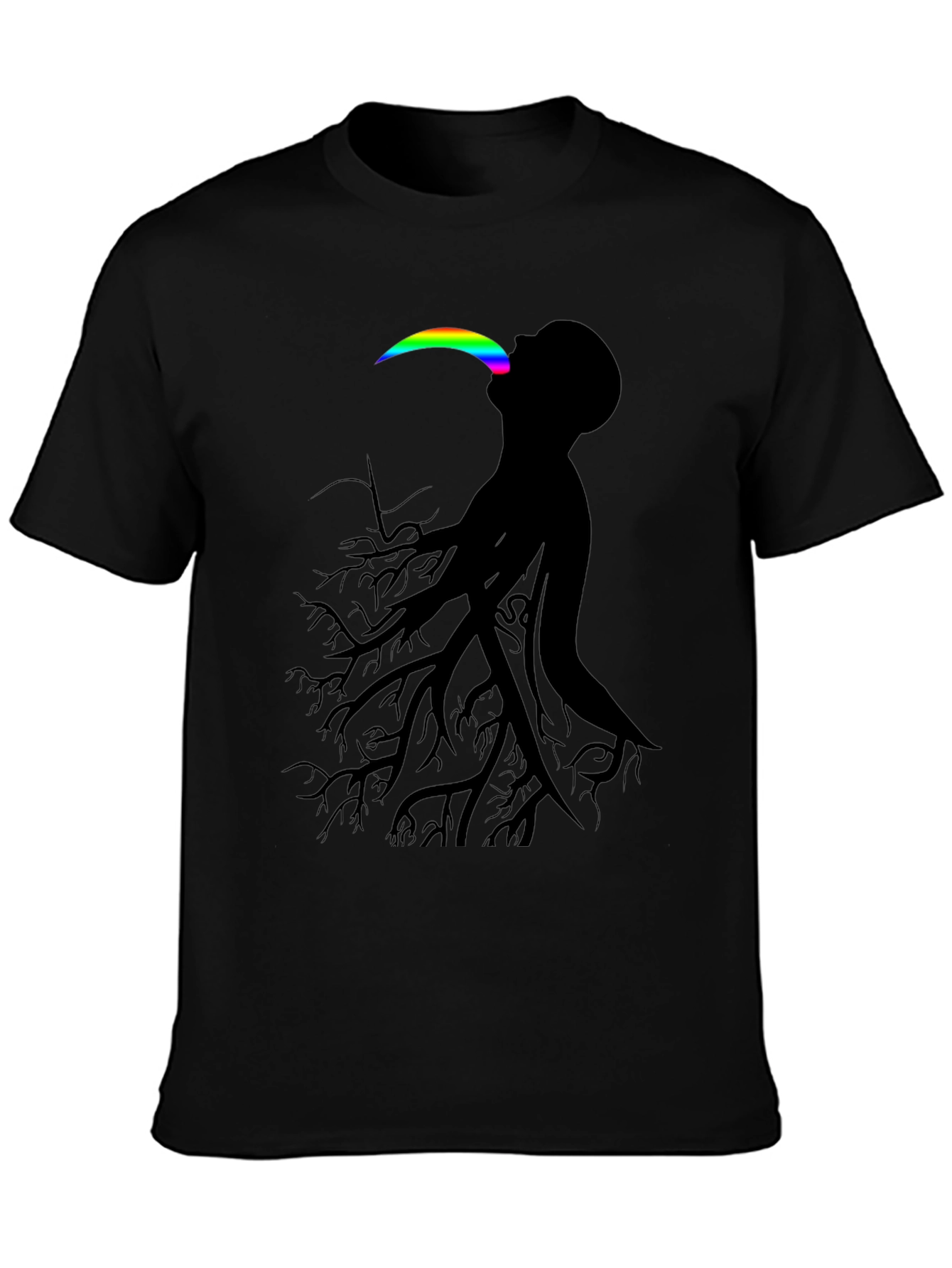 Abstract Tree Man Graphic Tee - Black