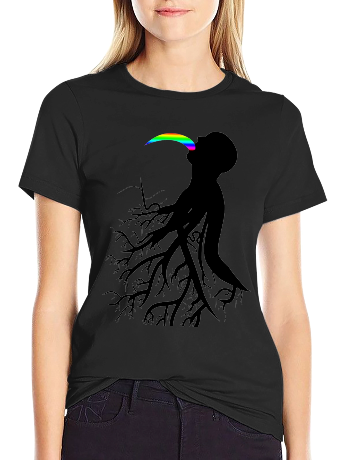 Abstract Tree Man Graphic Tee - Black