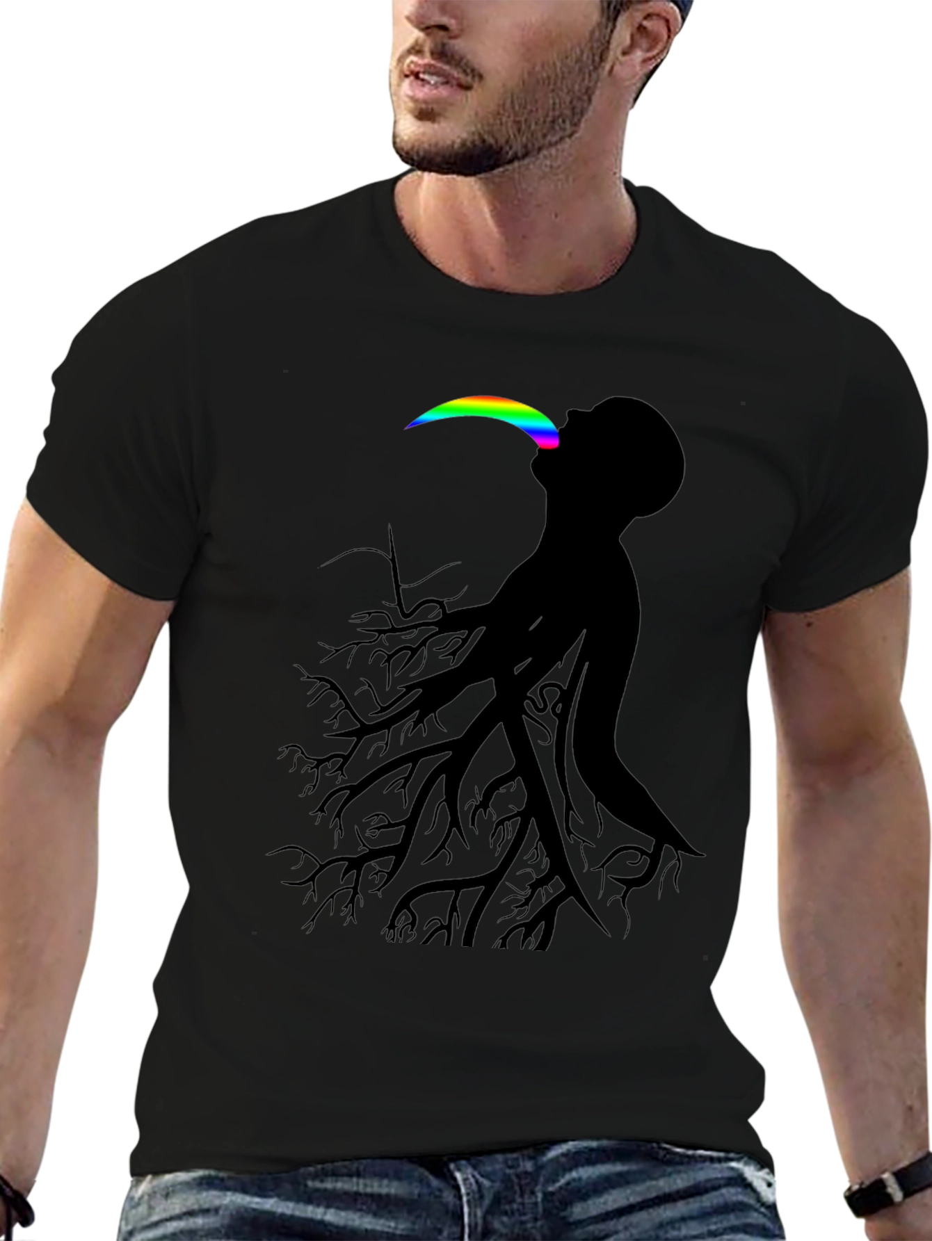 Abstract Tree Man Graphic Tee - Black