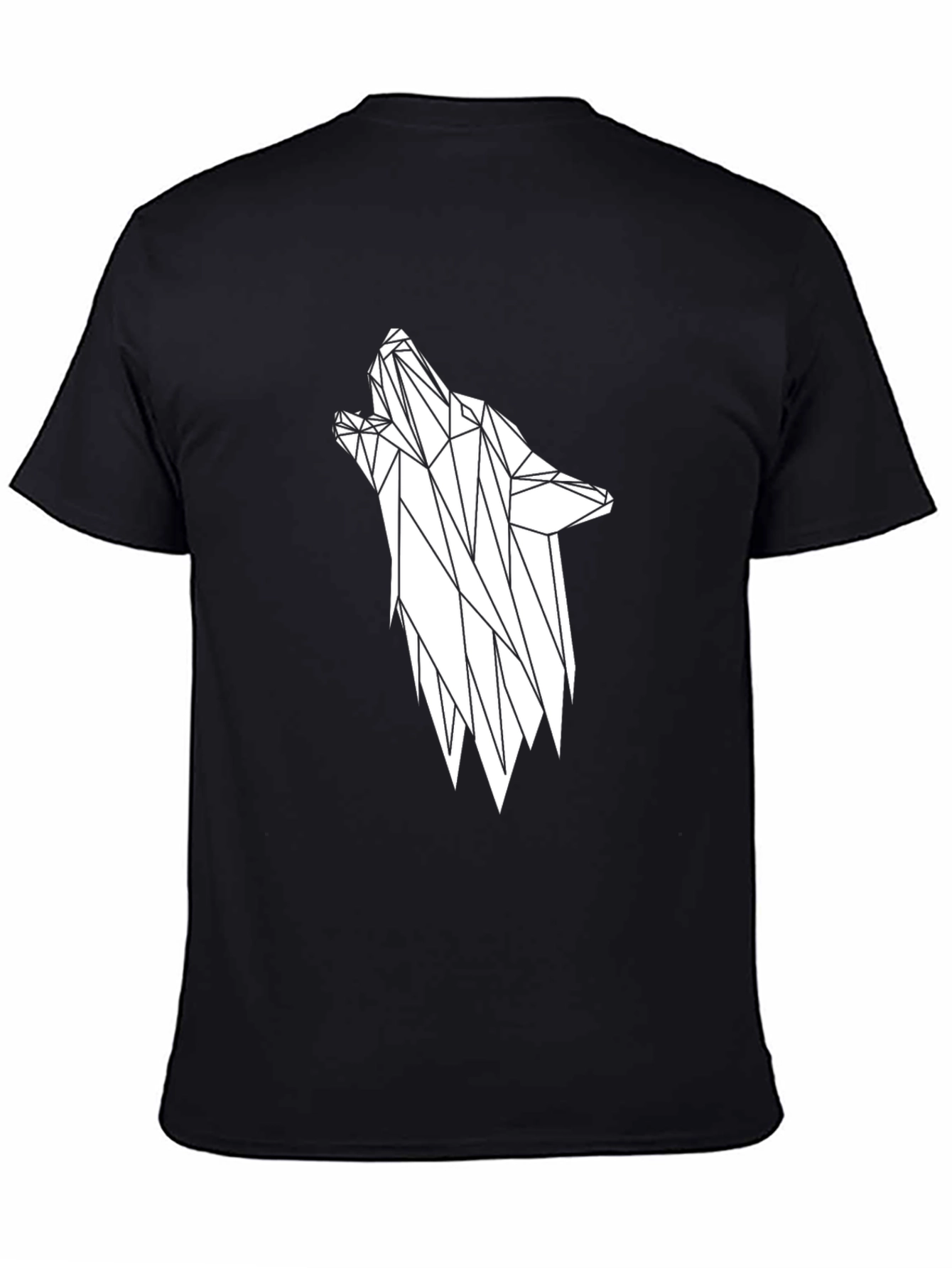 Geometric Wolf Graphic Tee - Stylish Black T-Shirt