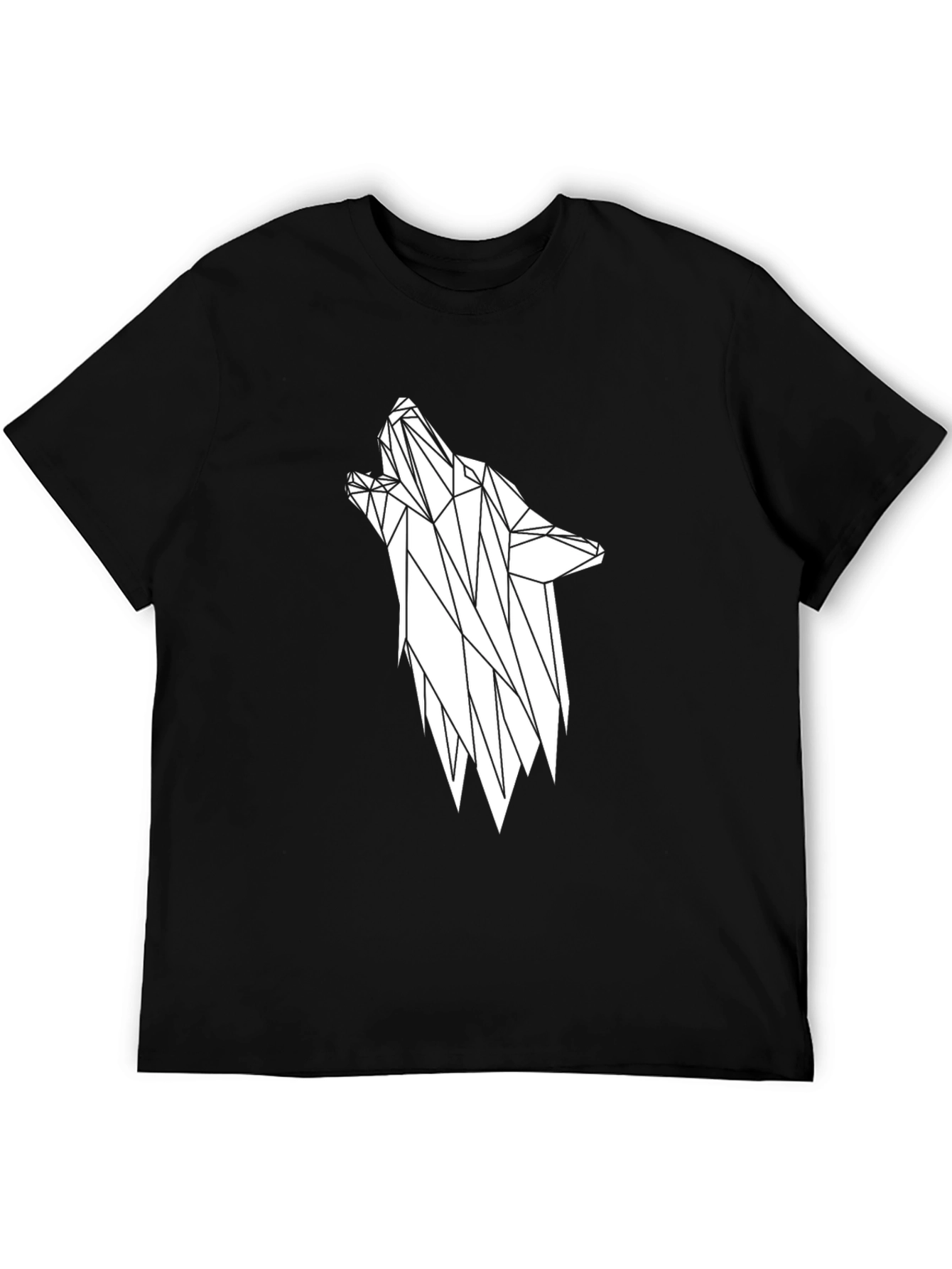 Geometric Wolf Graphic Tee - Stylish Black T-Shirt