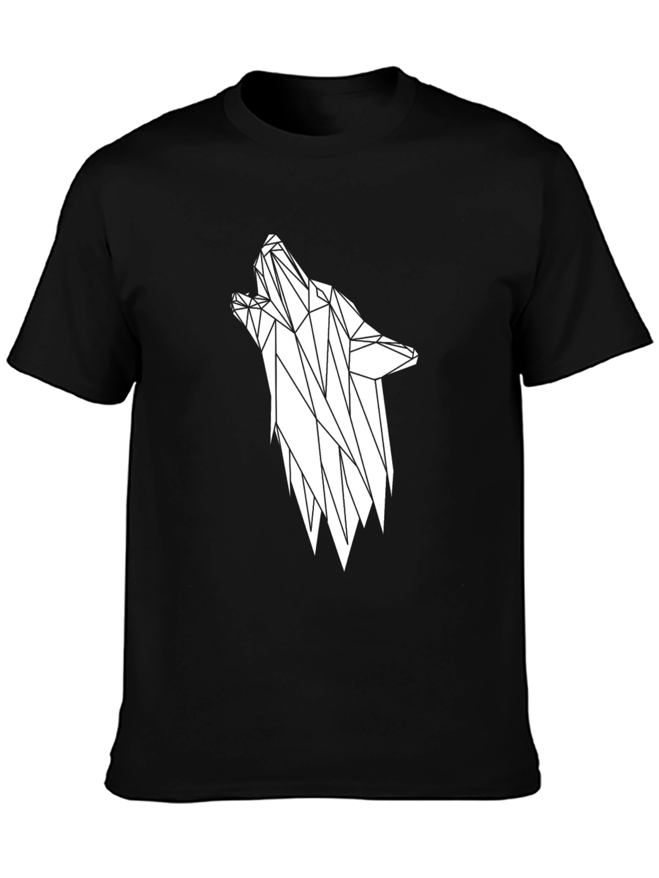 Geometric Wolf Graphic Tee - Stylish Black T-Shirt
