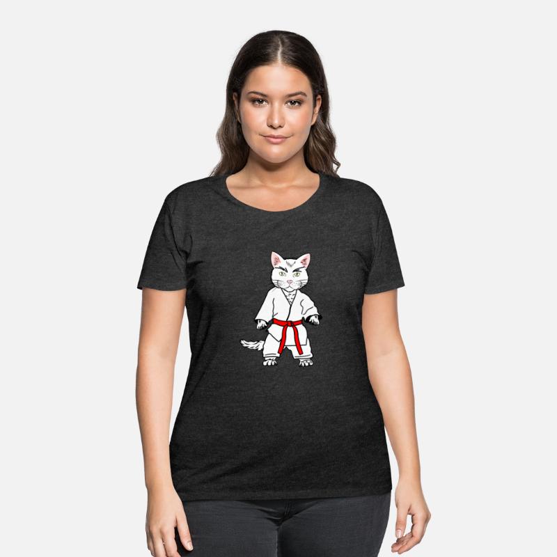 White Karate Cat with Orange Belt