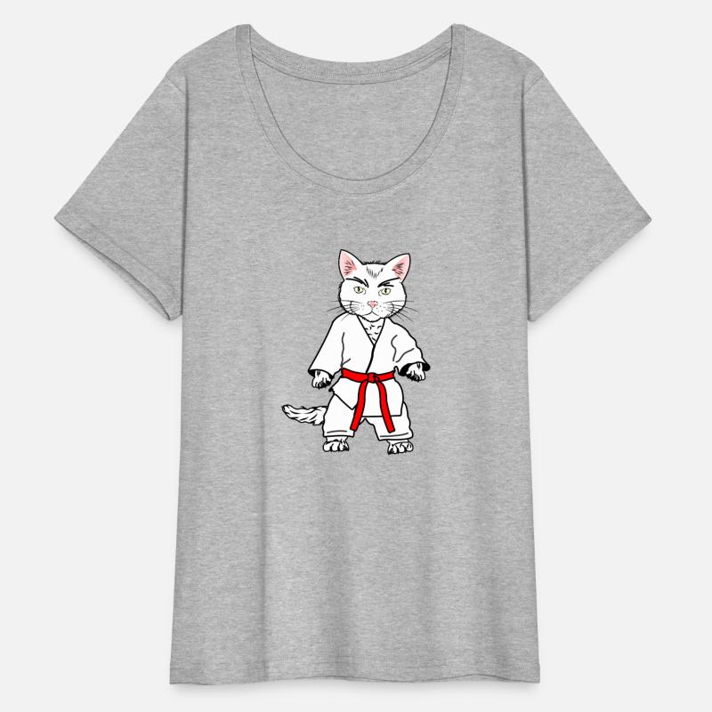 White Karate Cat with Orange Belt