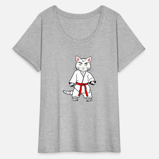 White Karate Cat with Orange Belt