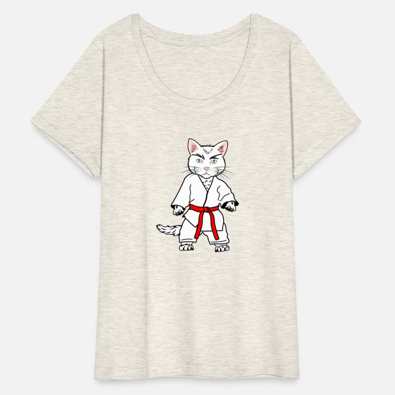 White Karate Cat with Orange Belt