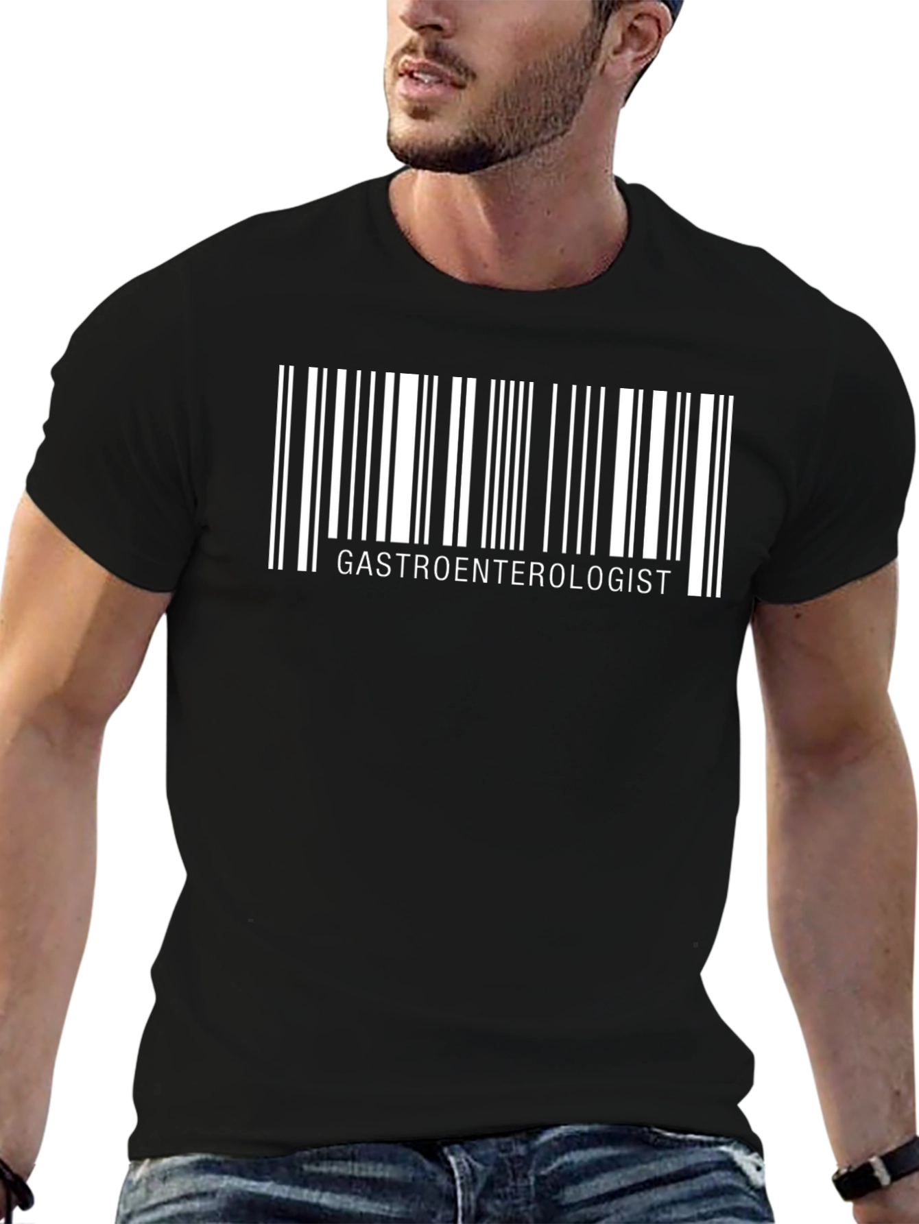 Gastroenterologist Barcode T-Shirt - Black Cotton Tee