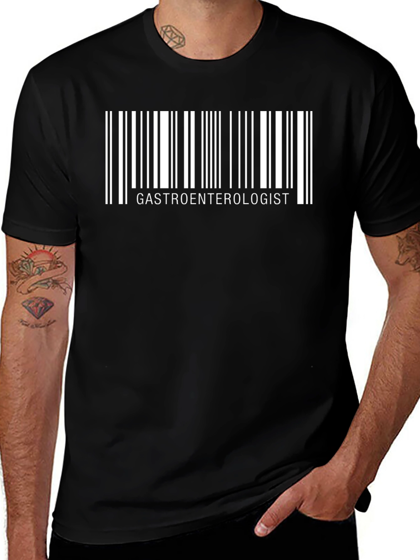 Gastroenterologist Barcode T-Shirt - Black Cotton Tee