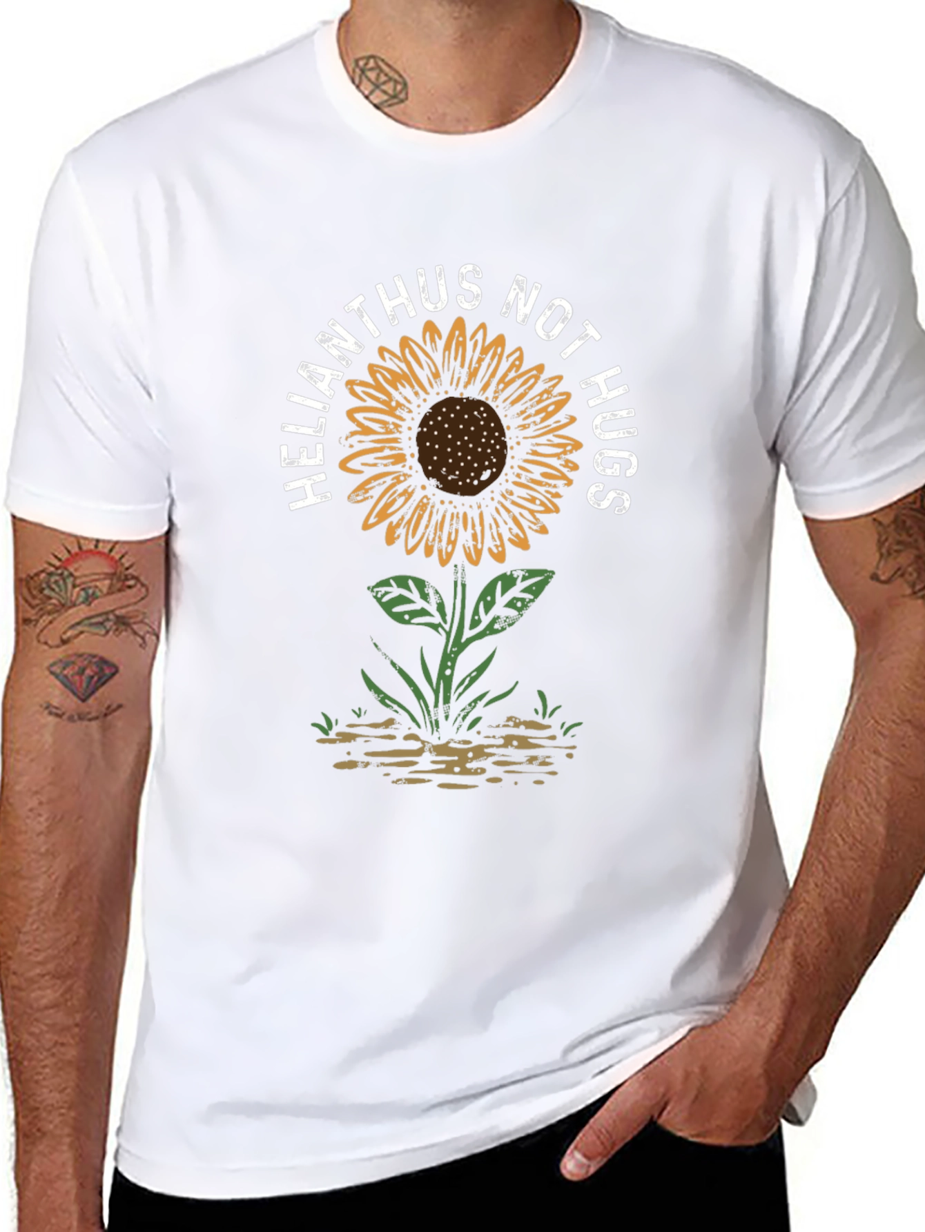 Helianthus Not Hugs Sunflower Graphic T-Shirt