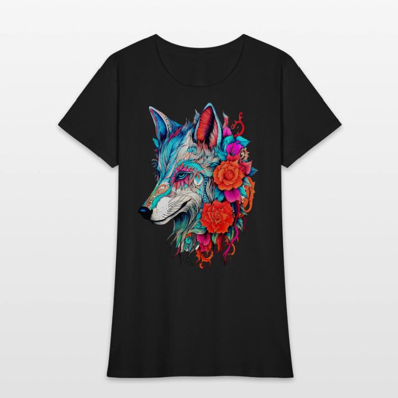 Wolf with Flowers Girls