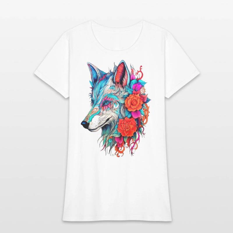 Wolf with Flowers Girls