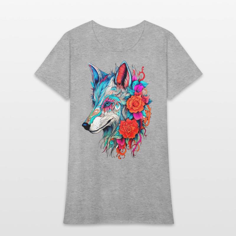 Wolf with Flowers Girls