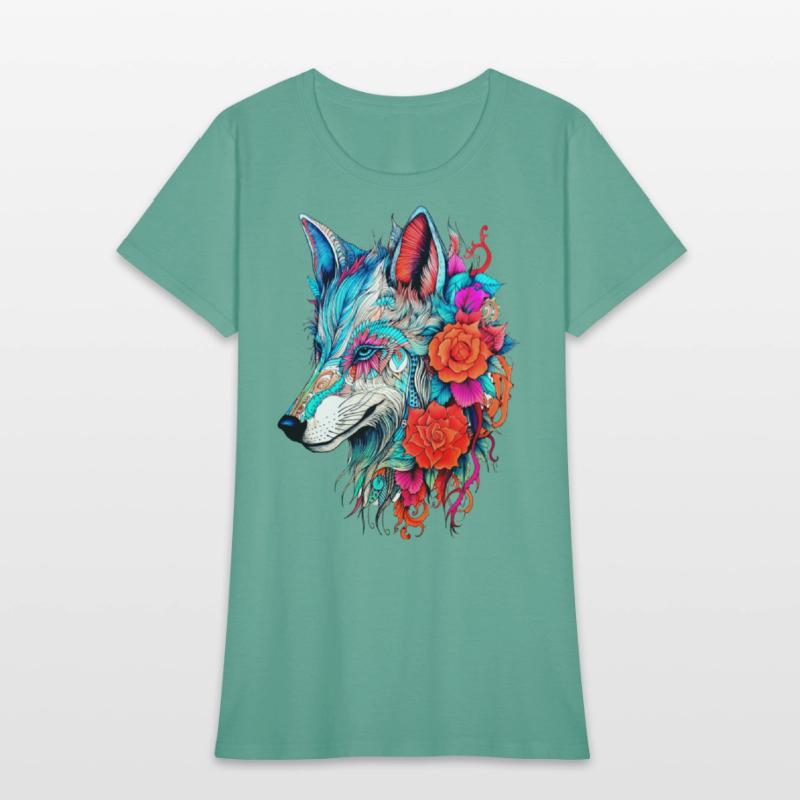 Wolf with Flowers Girls