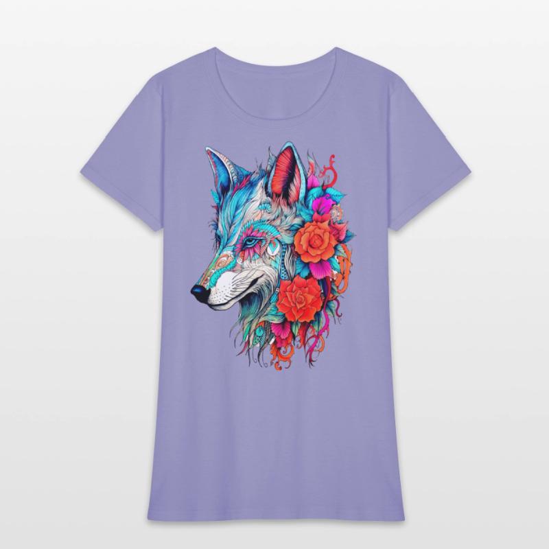 Wolf with Flowers Girls