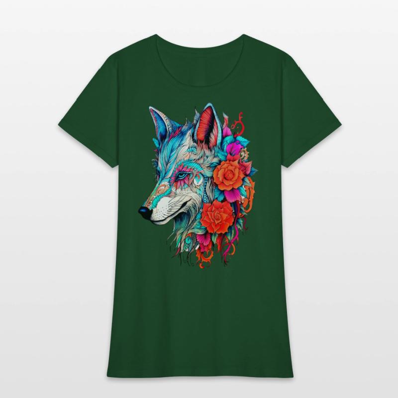 Wolf with Flowers Girls