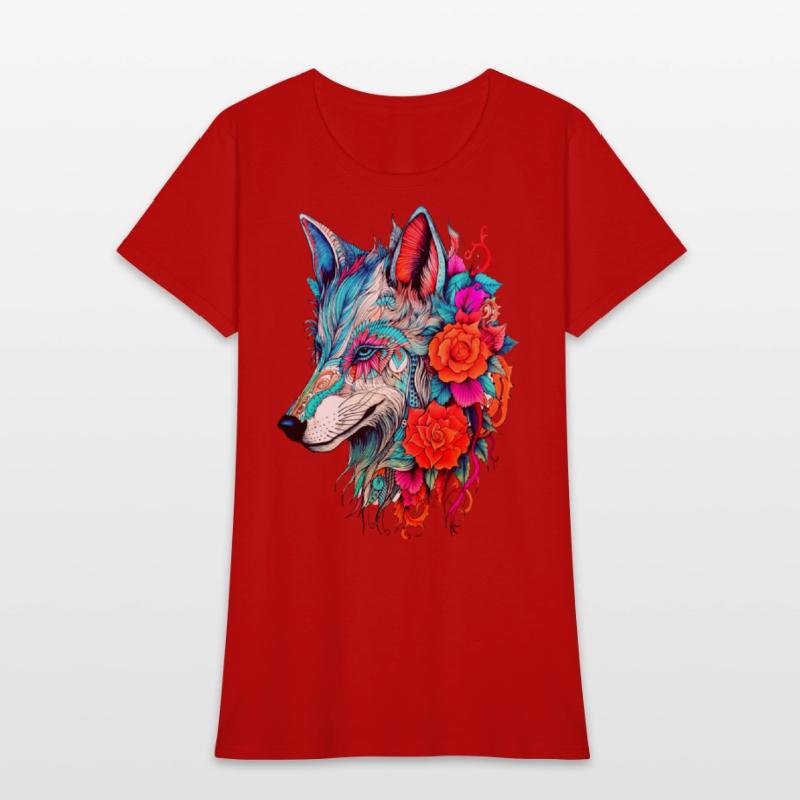 Wolf with Flowers Girls