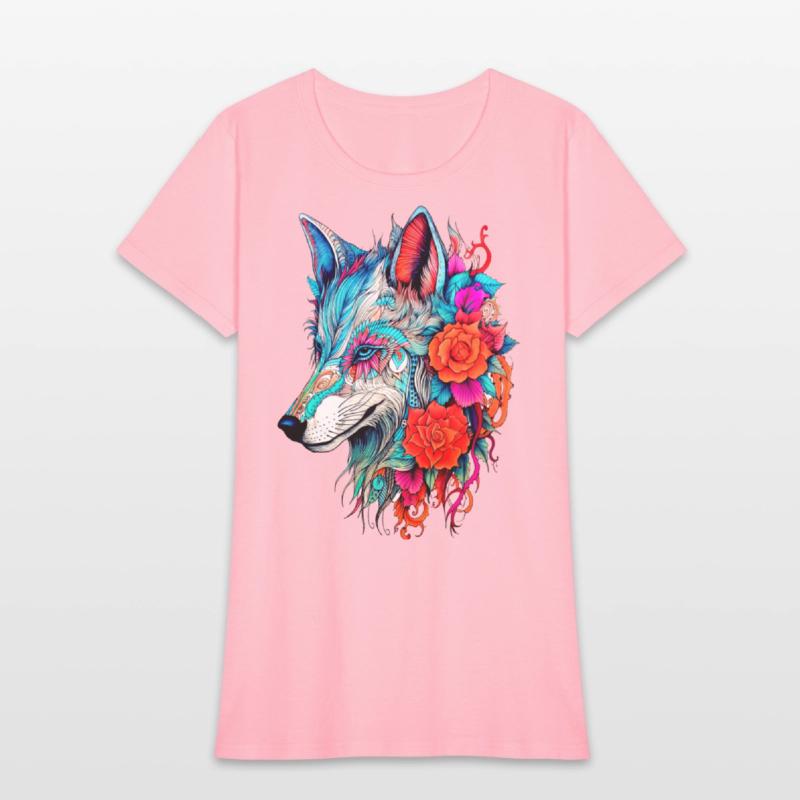 Wolf with Flowers Girls