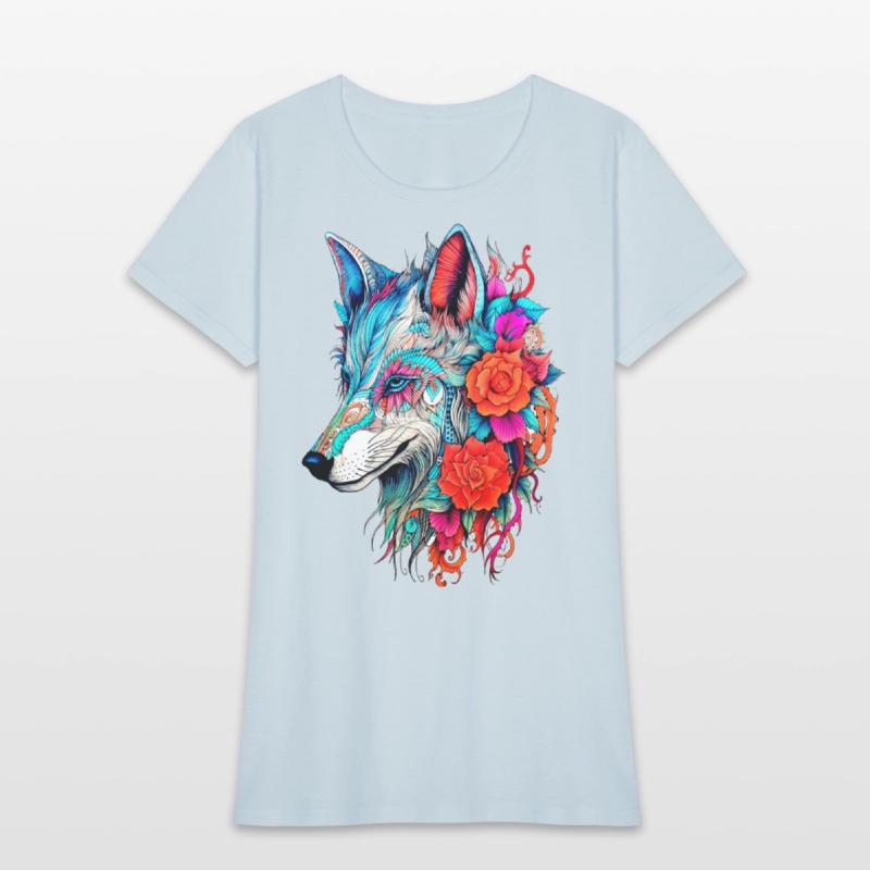 Wolf with Flowers Girls