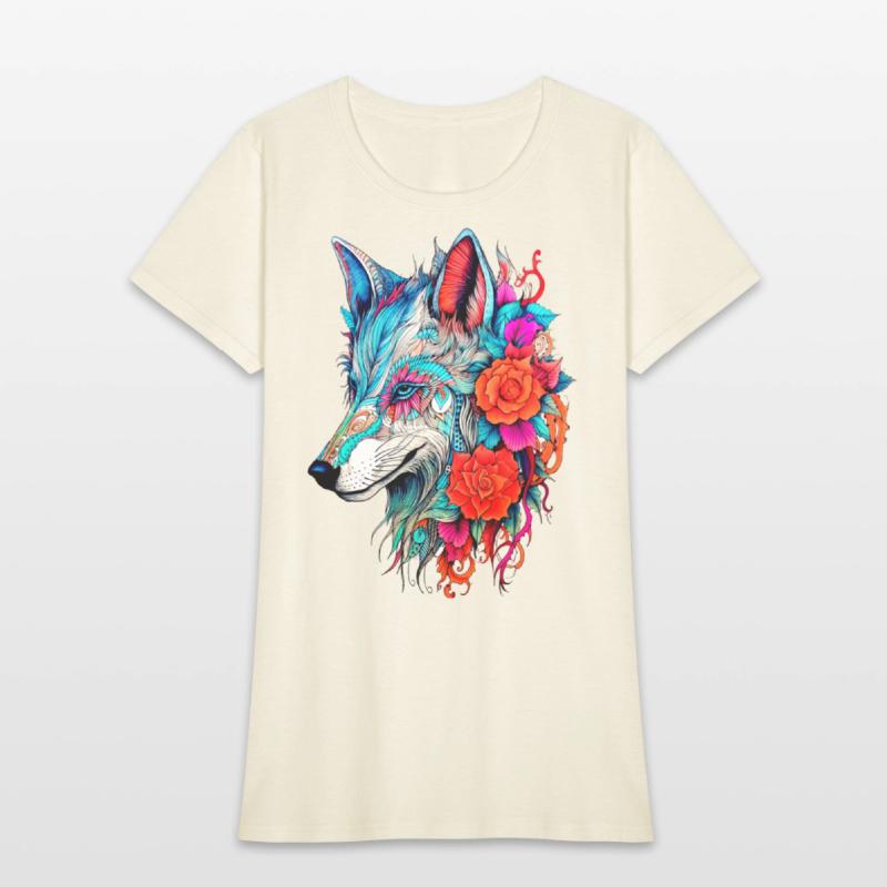 Wolf with Flowers Girls