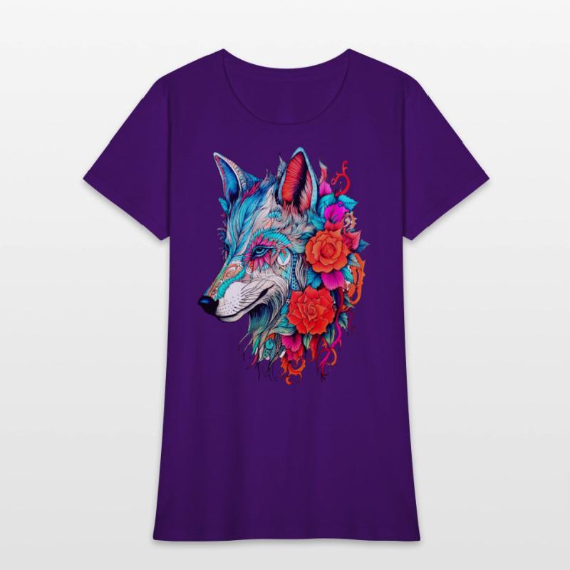 Wolf with Flowers Girls