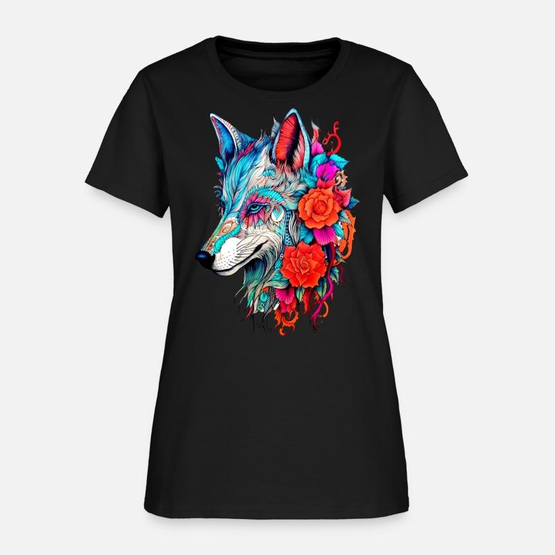 Wolf with Flowers Girls