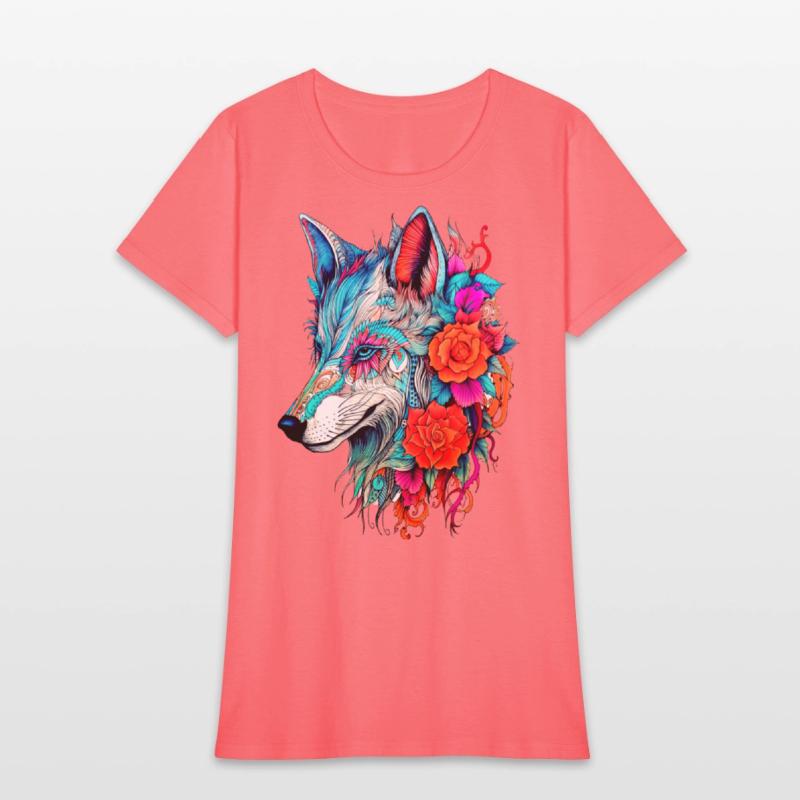 Wolf with Flowers Girls