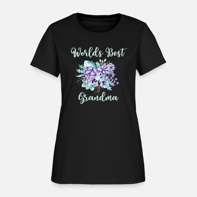 Worlds Best Grandma Purple Aqua Flower