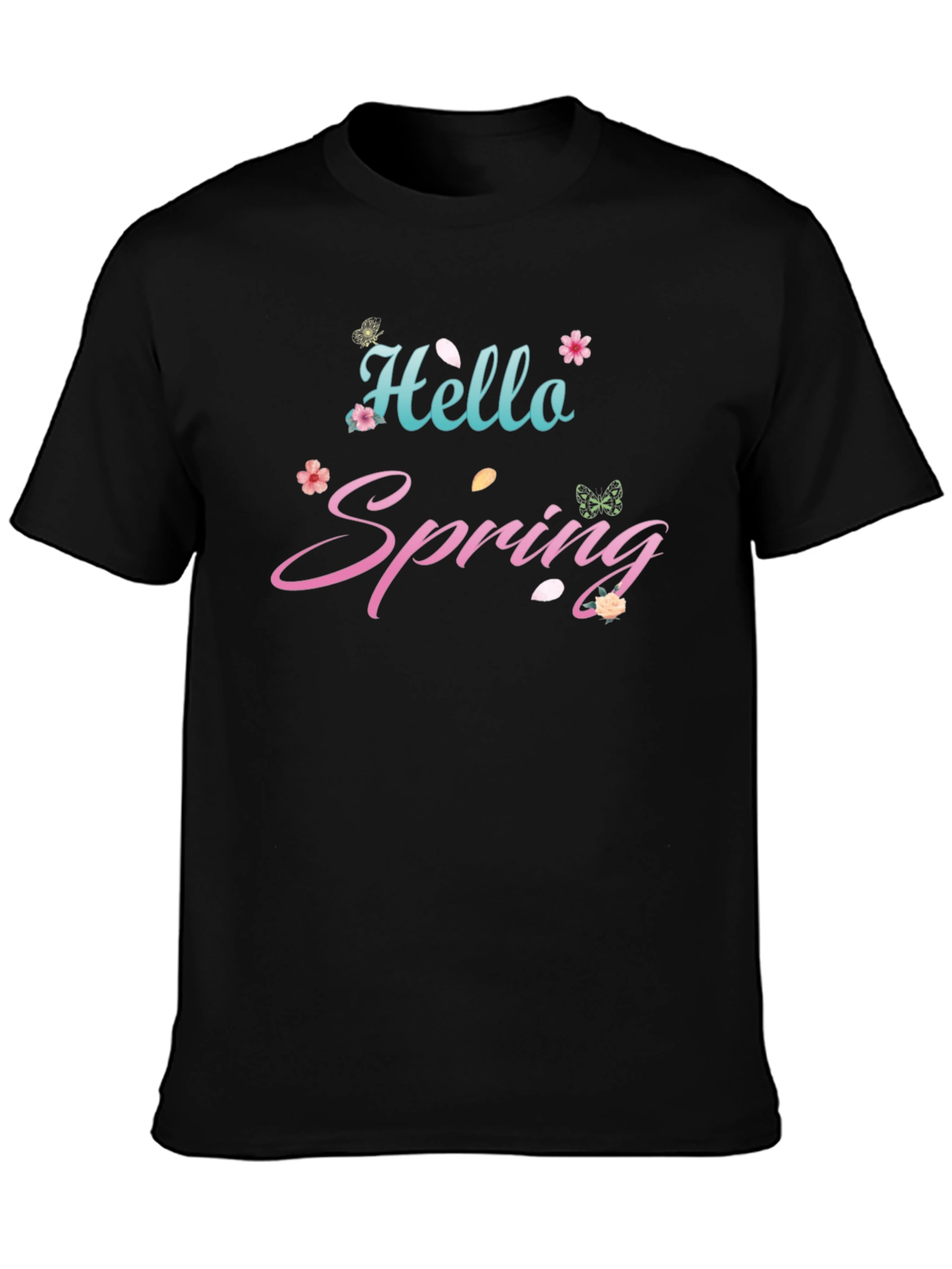 Hello Spring Black T-Shirt