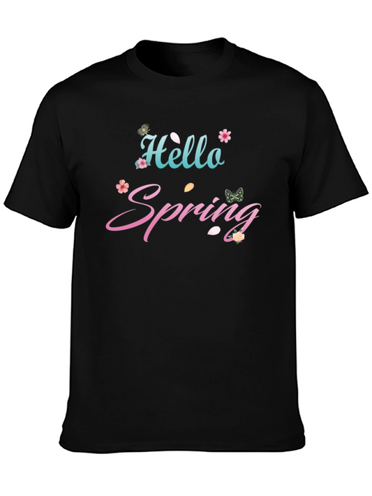 Hello Spring Black T-Shirt