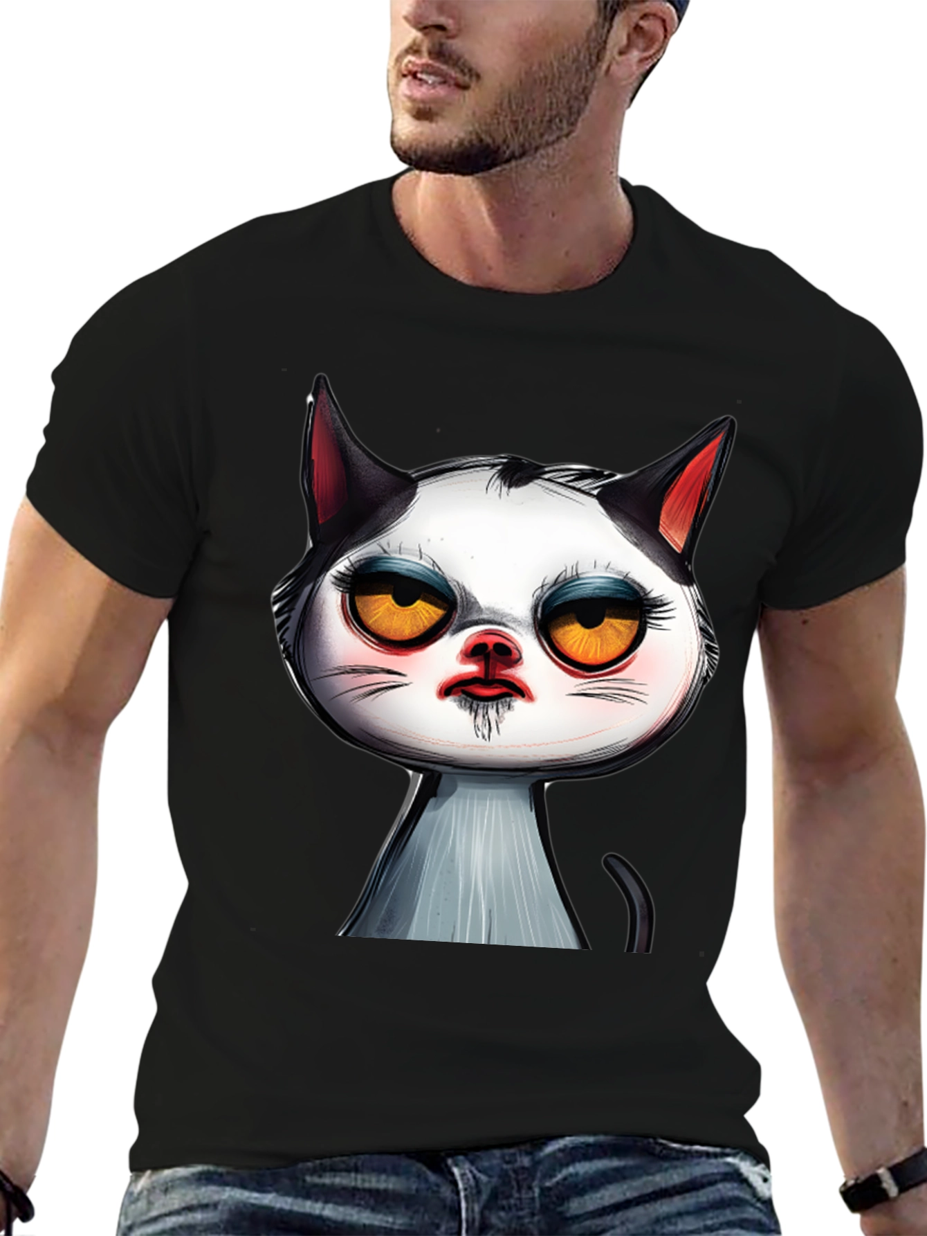 Grumpy Cat Graphic Tee - Black Cotton T-Shirt