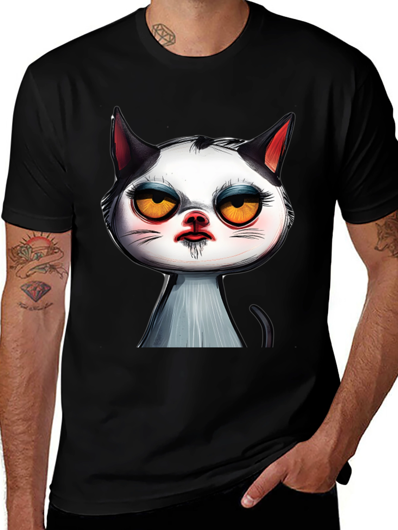 Grumpy Cat Graphic Tee - Black Cotton T-Shirt