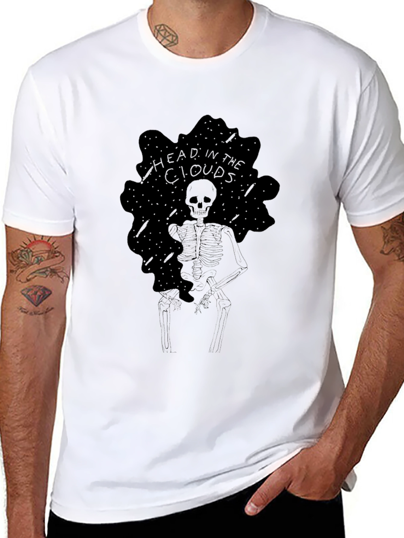 Head in the Clouds Skeleton Black Graphic Tee